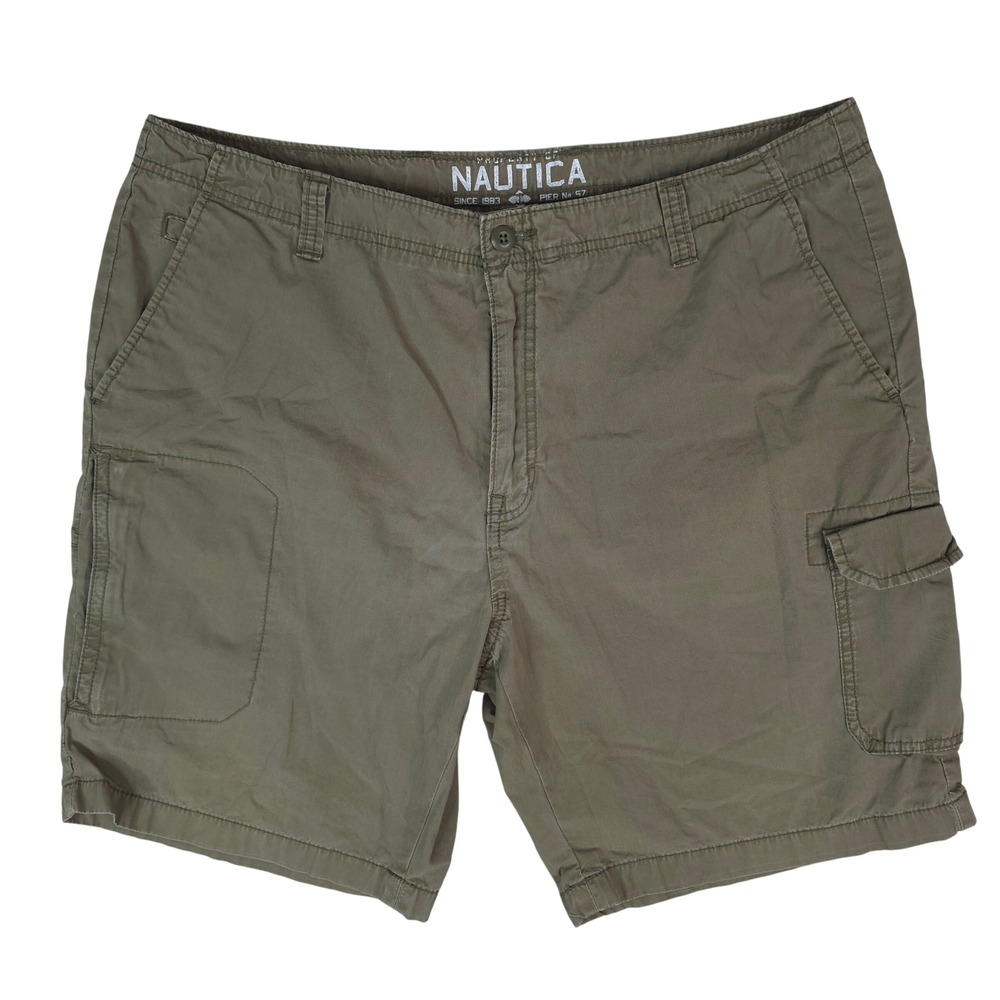 Nautica Cargo Shorts Men 38x9 Brown Cotton Twill Multi-Pocket‎ Outdoor Casual